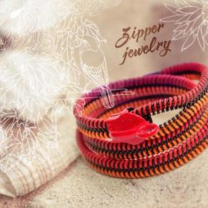 2 Colorful Bracelets, Zipper Jewelry, Metal..