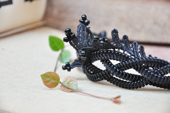 Lace Weaving Elegance Women's Black Wristband By Sakura Zipper Jewelry.