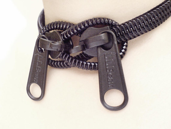 Steampunk Women's Choker Necklace, Zipper Accessories, Industrial Style.
